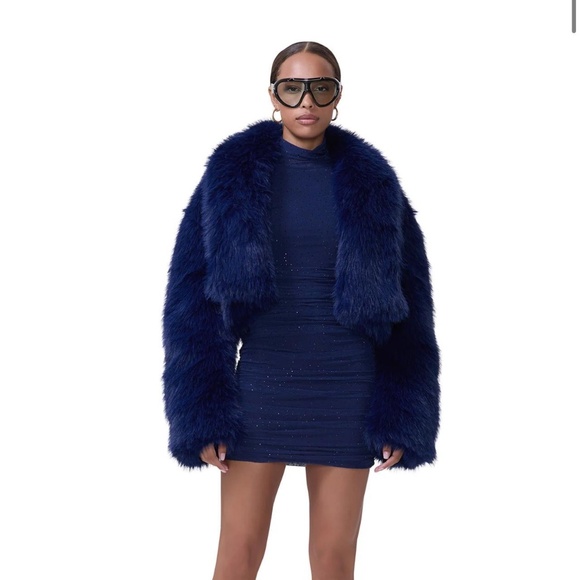 AFRM Jackets & Blazers - AFRM Stephanie fur jacket in dark navy